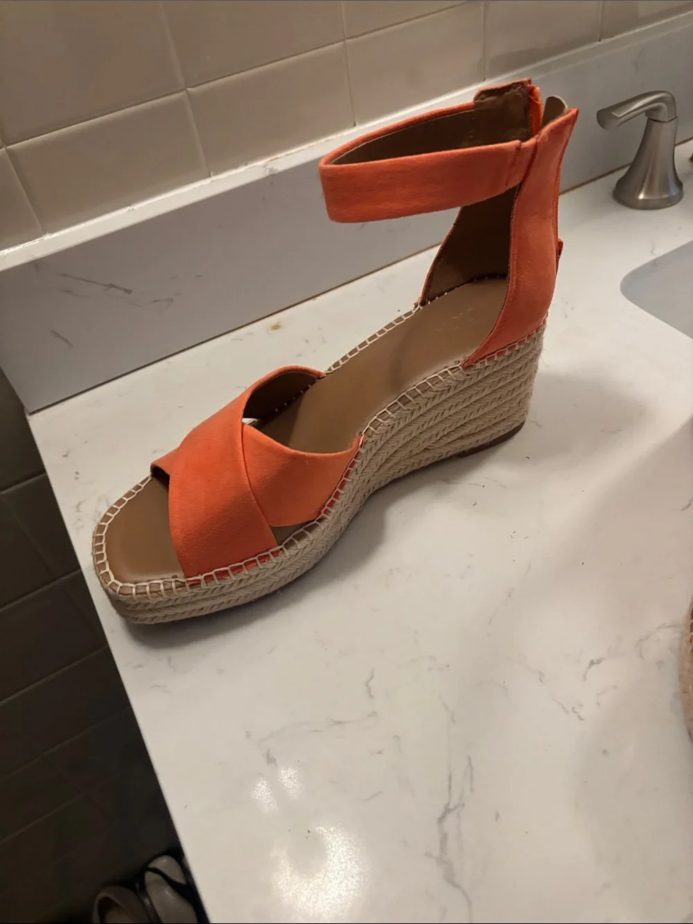 Nordstrom Orange Crisscross Espadrille Wedge Sandals